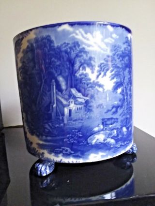 Footed Staffordshire Jardiniere; Booths Rural Country Scene in Blue&White 6
