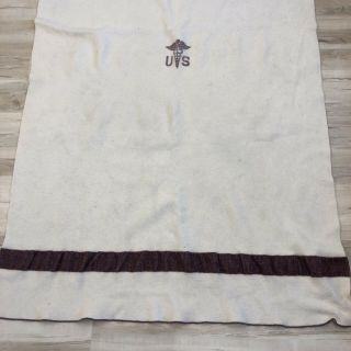 Vintage WWII US Army MEDICAL CORPs DEPARTMENT Blanket Dense Wool 83” X 49” 3