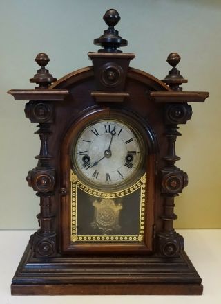 Welch,  Spring & Co Baby Shelf Clock Patti Movement,  8 Day Untouched 10 1/2 " High