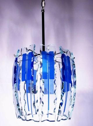 60s Murano Glass Pendant Light Modernist Chandelier Mazzega Brutalist Midcentury