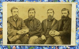 1860s Civil War Time Twin Quadruplet Men 4 Brothers Very Interesting Cdv