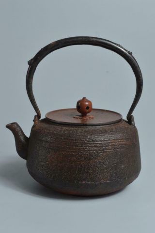 S6907:japanese Xf Old Iron Brush Marks Pattern Tea Kettle Teapot W/copper Lid