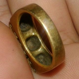 RARE Ancient Medieval Bronze GOLD plated Ring CASTLE Artifact Museum Quality 4
