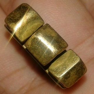 RARE Ancient Medieval Bronze GOLD plated Ring CASTLE Artifact Museum Quality 5