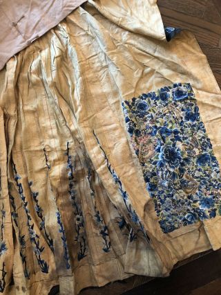 Antique Chinese Silk Hand Embroidered Panel Skirt Fine Butterflies Embroidery 11