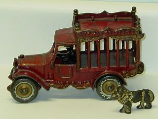 Vintage Cast Iron Kenton Overland Circus Truck,  Lion And Driver,  All