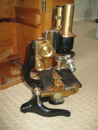 Antique Ernst Leitz Wetzlar Microscope No 243486 1925 Binocular With Case GOOD 3