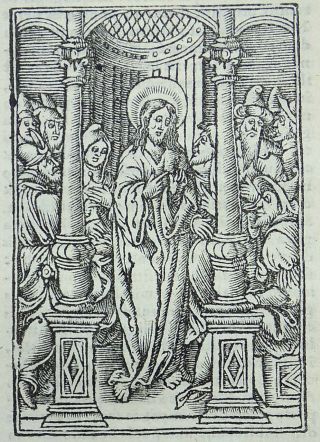 1541 Regnault Bible - Fine Rubricated Woodcut Leaf - Luke 4: Jesus Heals Many