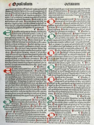 Rubricated Incunable Leaf Folio Thomas Aquinas (27) - 1490