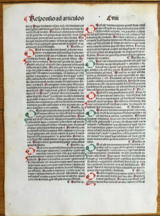 Rubricated Incunable Leaf Folio Thomas Aquinas (27) - 1490 3