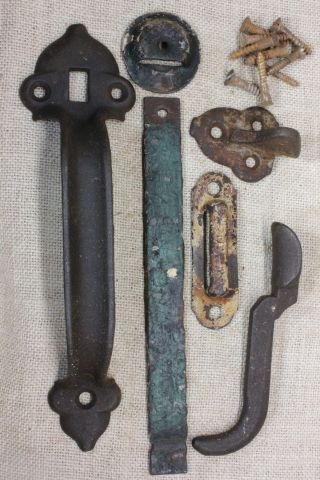 Large 9 3/4 " Thumb Latch Barn Door Old Handle Heavy Cast Iron Vintage 1880’s