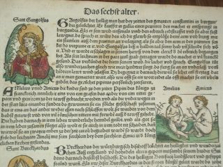 Rare Colored Nuremberg Chronicle Incunabula Leaf,  German Ed,  Page Clxiiii,  1493