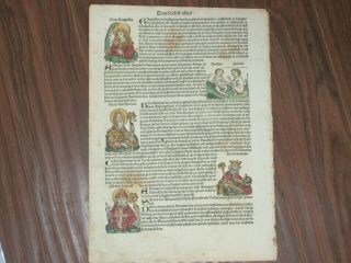 RARE Colored Nuremberg Chronicle Incunabula Leaf,  German Ed,  Page CLXIIII,  1493 2