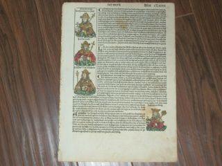 RARE Colored Nuremberg Chronicle Incunabula Leaf,  German Ed,  Page CLXIIII,  1493 3