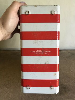 Old Vintage Tin Red White Blue American Flag ALADDIN Lunch Box AAFA 3