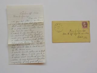 Civil War Letter 1864 Copperheads Union Men Wheels 139th Illinois Cairo Toulon