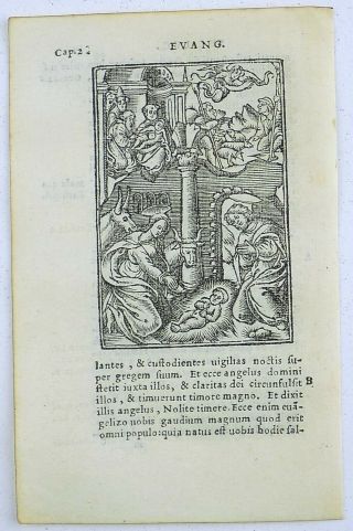 1541 REGNAULT BIBLE - Fine rubricated woodcut leaf - THE BIRTH OF CHRIST 2