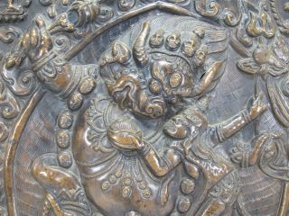 Tibetan Buddhist Demon Yama Fiery Lord of Hell Copper Mandala Repousse Icon yqz 11