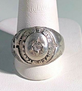 Vintage Us Air Corps Sterling Silver Sapphire Ring Size 10.  25.