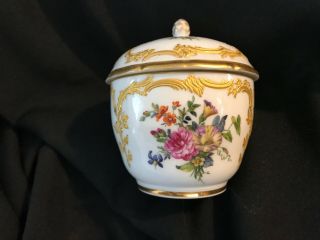 Antique KPM hand painted porcelain set covered bowl & saucer magnificant gilding 10