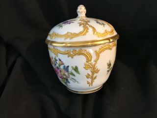 Antique KPM hand painted porcelain set covered bowl & saucer magnificant gilding 2