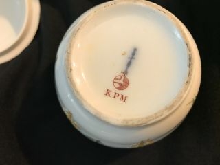 Antique KPM hand painted porcelain set covered bowl & saucer magnificant gilding 4