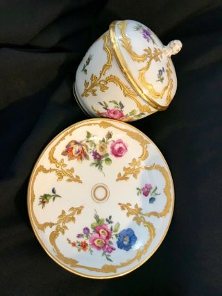 Antique KPM hand painted porcelain set covered bowl & saucer magnificant gilding 7