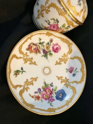 Antique KPM hand painted porcelain set covered bowl & saucer magnificant gilding 8