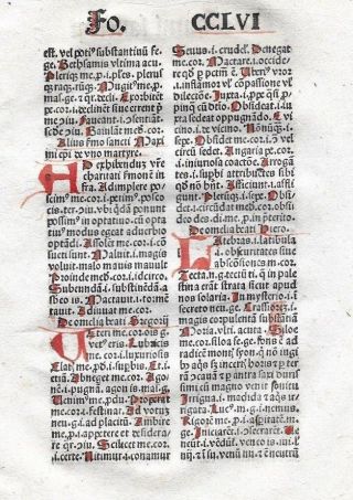 1 Leaf 1494 Incunabula Medieval Latin MAMMOTRECTUS & 5 Red Handwritten Letters 2