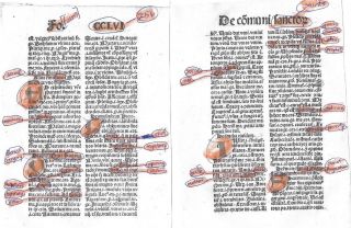 1 Leaf 1494 Incunabula Medieval Latin MAMMOTRECTUS & 5 Red Handwritten Letters 4