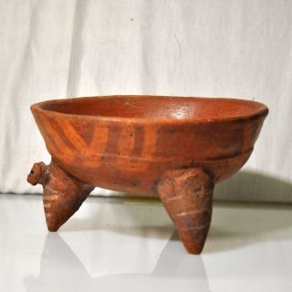 Pre - Columbian Tripod Rattle Bowl With Anthropomorphic Head Costa Rica 1100 A.  D.