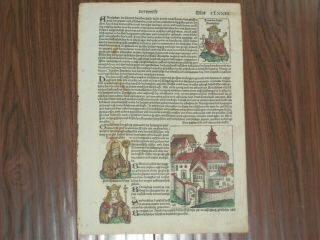 Rare Colored Nuremberg Chronicle Incunabula Leaf,  German Ed,  Page Clxxiii,  1493