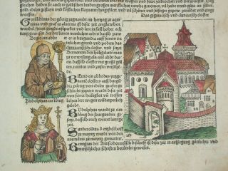 RARE Colored Nuremberg Chronicle Incunabula Leaf,  German Ed,  Page CLXXIII,  1493 2