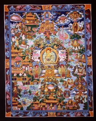 Master Piece Handpainted Tibetan Buddha Life Thangka Painting Chinese