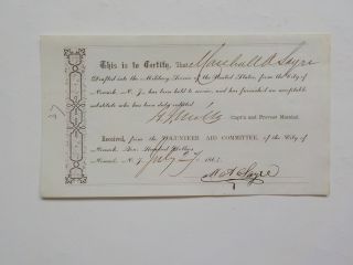 Civil War Document 1864 Substitute Furnished Newark Jersey Drafted Into Vtg