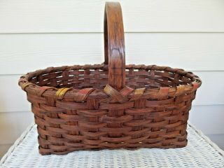Antique Vintage Large Handmade Signed & Dated 1948 Gathering Splint Basket