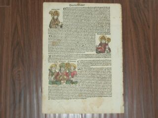 Rare Colored Nuremberg Chronicle Incunabula Leaf,  German Ed,  Page Clxi,  1493