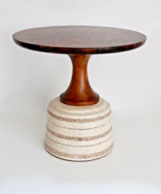 Drexel Van Koert Vtg Mid Century Modern Walnut Wood Pottery Side End Table Stool