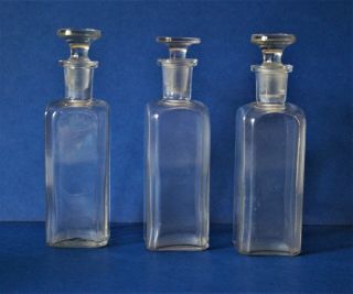 3 C.  L.  G.  Antique/vintage Clear Apothecary / Medicine / Pharmacy Jars