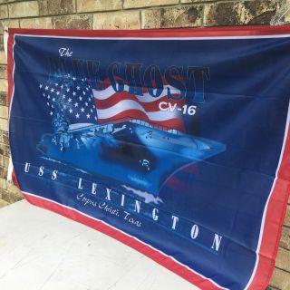 Flag Uss Lexington Navy The Blue Ghost Cv - 16 Corpus Christi Texas 60 " X34.  5 "