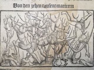 Post Incunable Life Of Saints Heiligenleben Woodcut Leaf 10000 Martyrs 1521