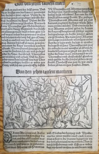 Post Incunable Life of Saints Heiligenleben Woodcut Leaf 10000 Martyrs 1521 2