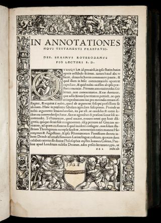 1519 ERASMUS Annotations to GREEK - LATIN TESTAMENT Bible Reformation BINDING 3