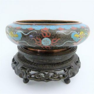 19th Century Chinese Cloisonne Brush Washer,  Twin Dragons,  Daoguang Period