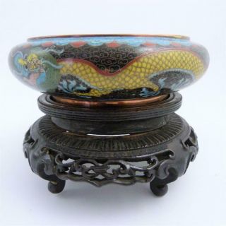 19TH CENTURY CHINESE CLOISONNE BRUSH WASHER,  TWIN DRAGONS,  DAOGUANG PERIOD 2