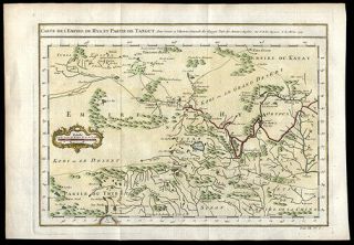 Engraved Map Of China Tibet Gobi Desert 1749 Jacques Nicolas Bellin Geography