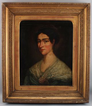 Pr 19thC Antique French Empire Portrait Oil Paintings Husband & Wife Gilt Frames 8