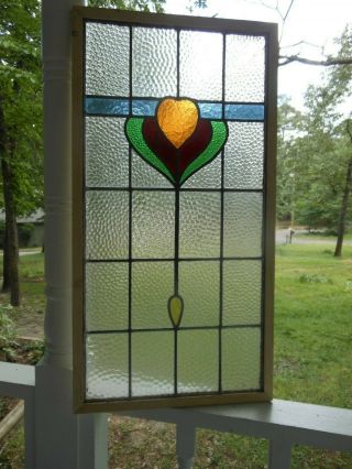 PLA - M - 135 Older LARGE Leaded Stain Glass Window F/England Reframed 10