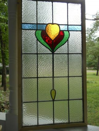 PLA - M - 135 Older LARGE Leaded Stain Glass Window F/England Reframed 11