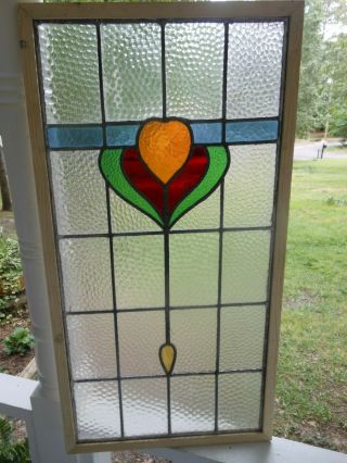 PLA - M - 135 Older LARGE Leaded Stain Glass Window F/England Reframed 2